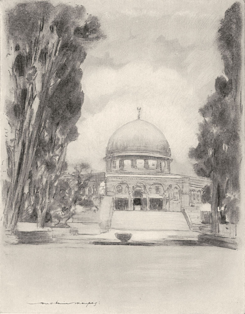 JERUSALEM. Palestine. Mosque of Omar, Jerusalem 1920 old antique print picture